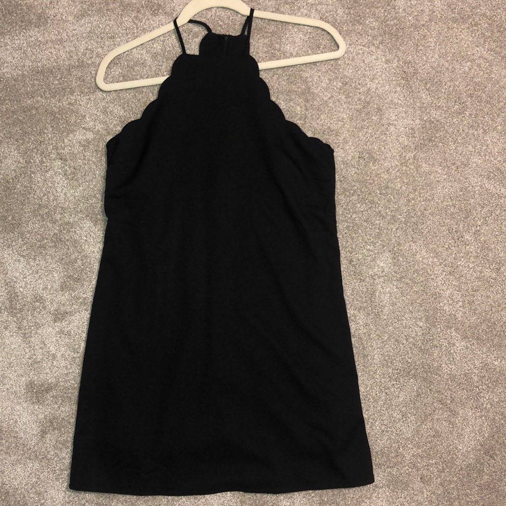 Endlessly Endearing Black Dress with Scallops